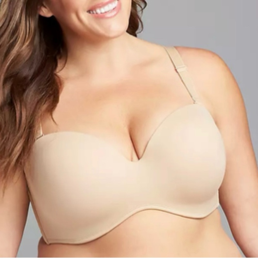Lane Bryant Cacique Multi-Way Boost Strapless Bra 36DD Nude